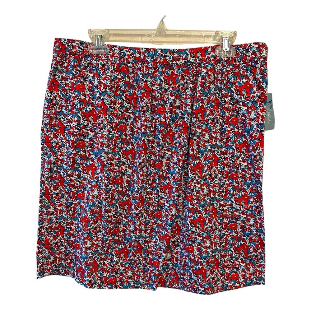 NWT Vintage Classic Elements Blue/Red Floral Pleated Skirt Size X-Large